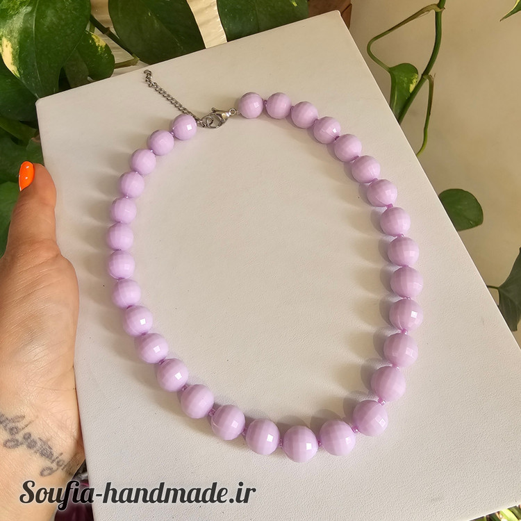 گردنبند آبنباتی پاستلی یاسی رنگ تابستانه