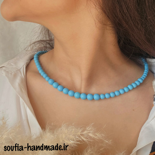 گردنبند مهره ای مات آبی