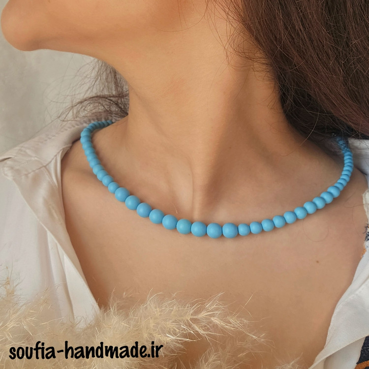 گردنبند مهره ای مات آبی