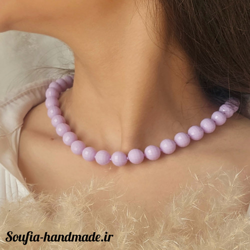 گردنبند آبنباتی پاستلی یاسی رنگ تابستانه